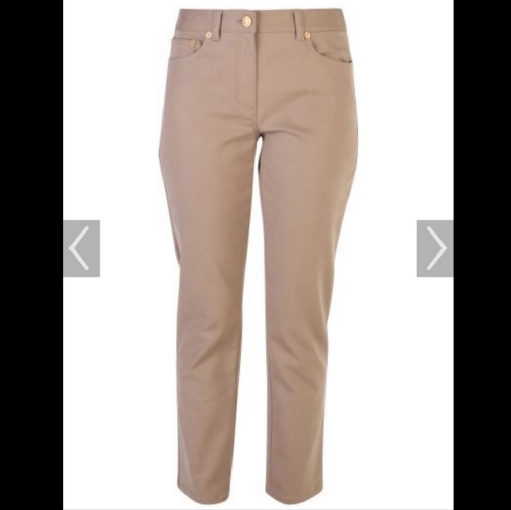 Tory Burch Logo Crop Straight Leg Jeans